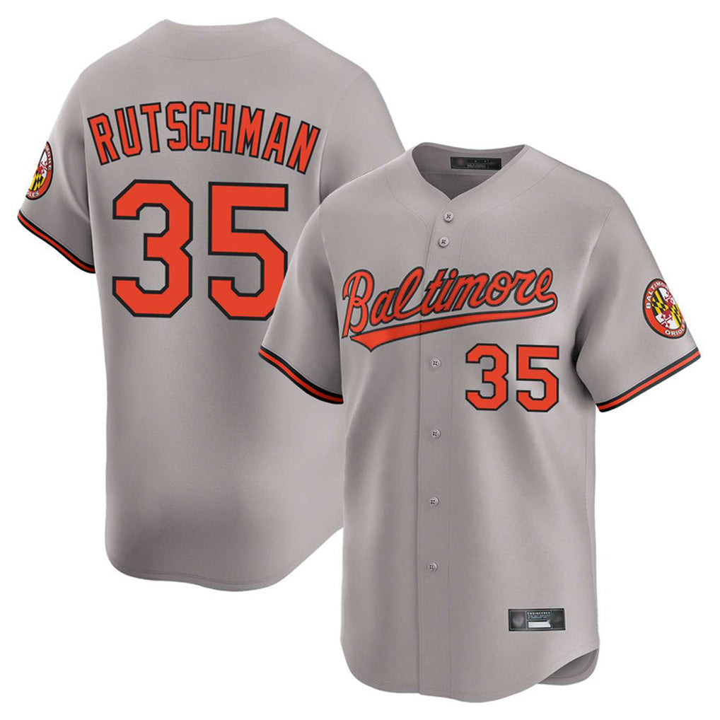 harde B.Orioles #35 Adley Rutschman Player Gray Home Game Stitched Jerseys