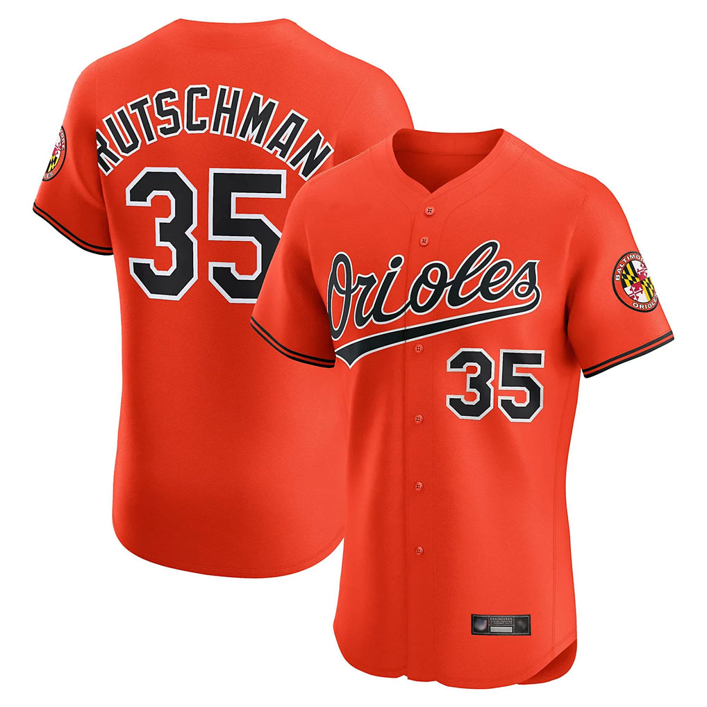 harde B.Orioles #35 Adley Rutschman Orange T-shirt Limited Home Game Stitched Jerseys