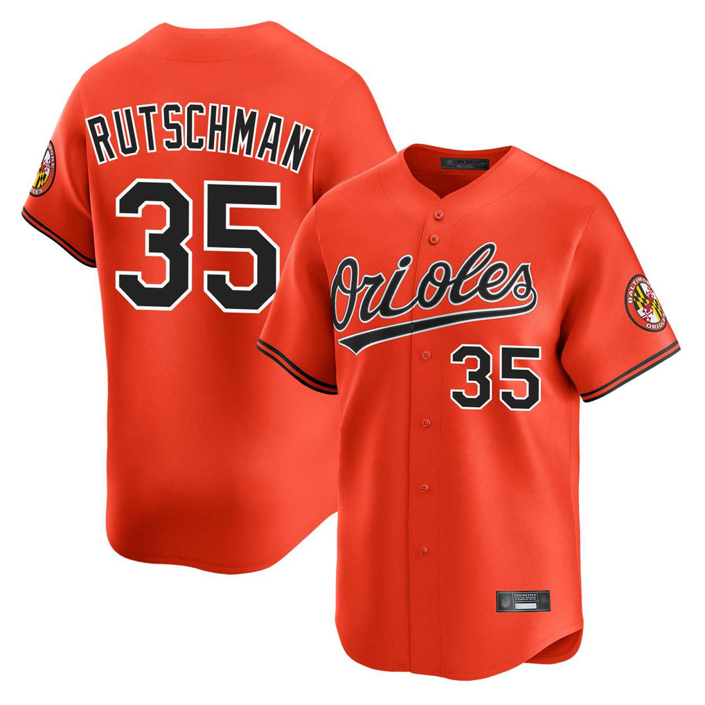 harde B.Orioles #35 Adley Rutschman Orange Limited Home Game Stitched Jerseys