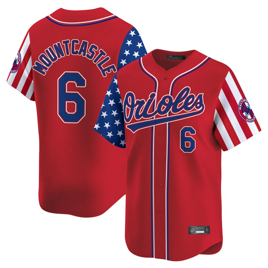 harde B.Orioles #6 Ryan Mountcastle Player Red Independence Day Vapor Premier Limited Home Game Stitched Jerseys