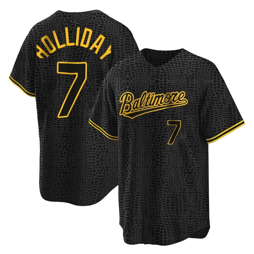 harde B.Orioles #7 Jackson Holliday Player Black Snake Skin City Home Game Stitched Jerseys