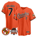 harde B.Orioles #7 Jackson Holliday Player Orange 30th Anniversary of 2131 Home Game Stitched Jerseys