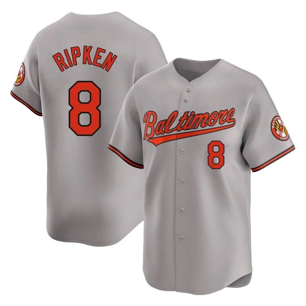 harde B.Orioles #8 Cal Ripken Player Gray Limited Home Game Stitched Jerseys