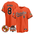 harde B.Orioles #8 Cal Ripken Player Orange 30th Anniversary of 2131 Home Game Stitched Jerseys