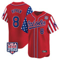 harde B.Orioles #8 Cal Ripken Player Red USA 250 Independence Day Vapor Premier Limited Home Game Stitched Jerseys