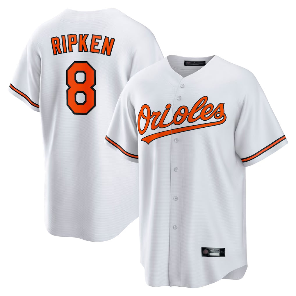 harde B.Orioles #8 Cal Ripken Player White Home Game Stitched Jerseys