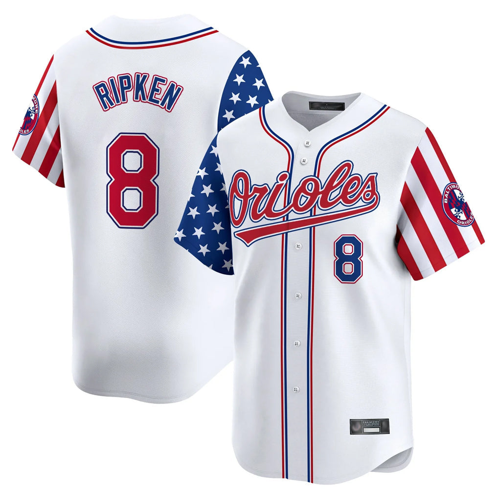 harde B.Orioles #8 Cal Ripken Player White Independence Day Vapor Premier Home Game Stitched Jerseys