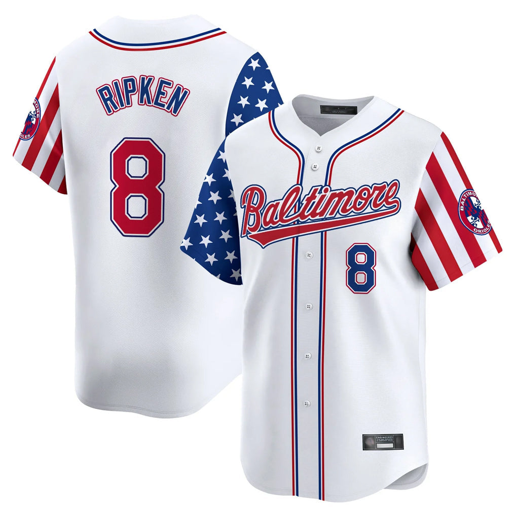 harde B.Orioles #8 Cal Ripken Player White Independence Day Vapor Premier Limited Home Game Stitched Jerseys