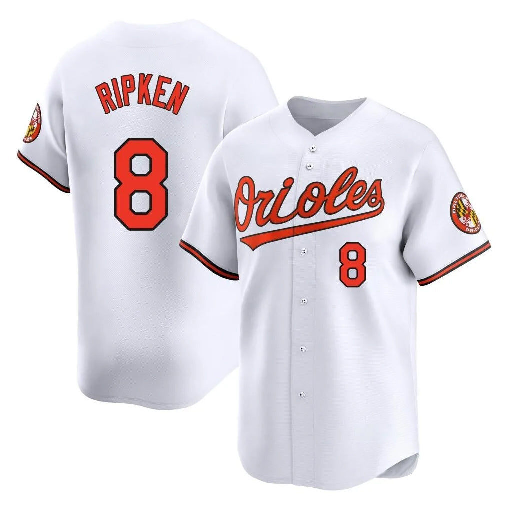 harde B.Orioles #8 Cal Ripken Player White Limited Home Game Stitched Jerseys