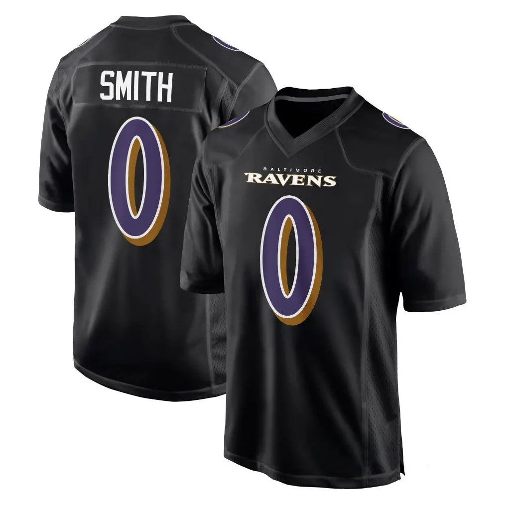 harde B.Ravens #0 Roquan Smith Player Black Carbon Fashion Home Game Stitched Jerseys