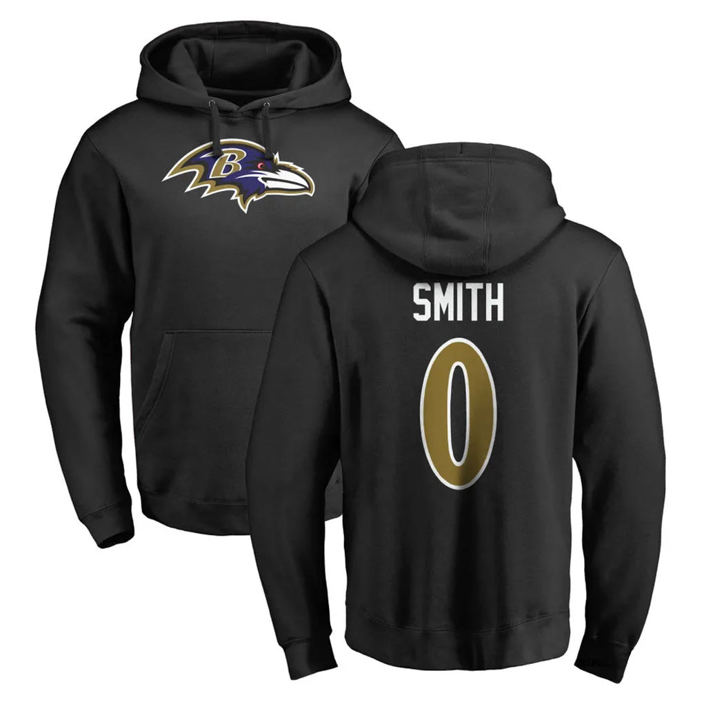 harde B.Ravens #0 Roquan Smith Player Black Pullover Hoodie Stitched Jerseys