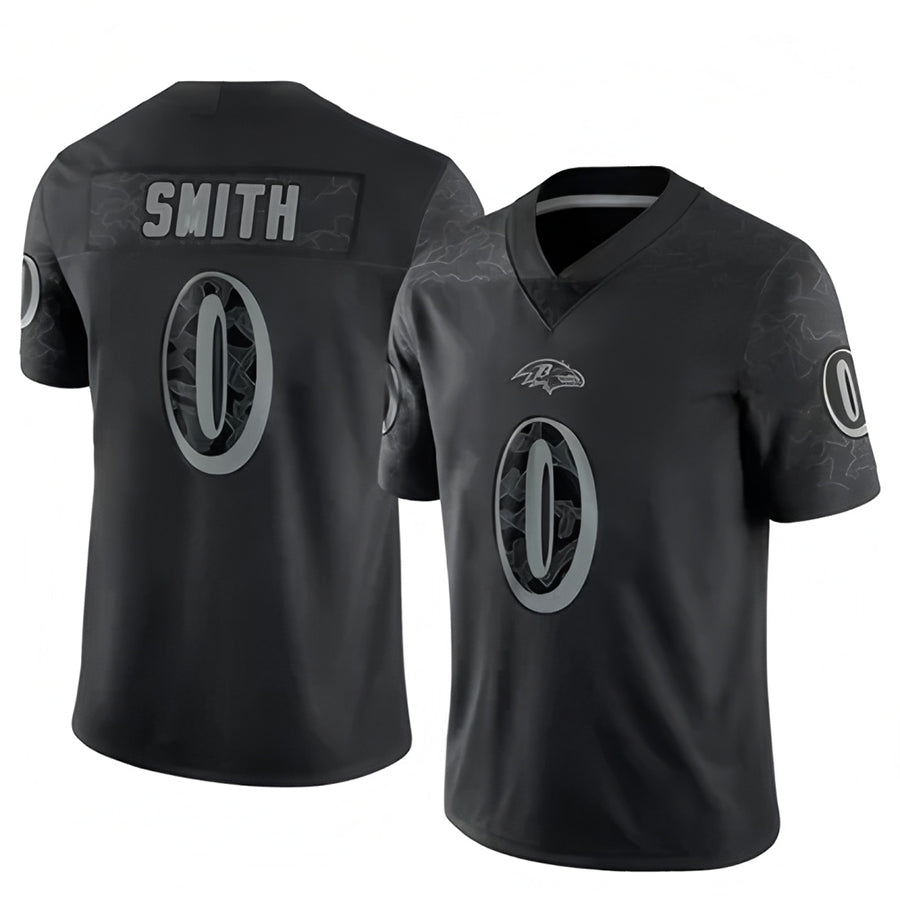 harde B.Ravens #0 Roquan Smith Player Black REFLECTIVE Limited Stitched Jerseys