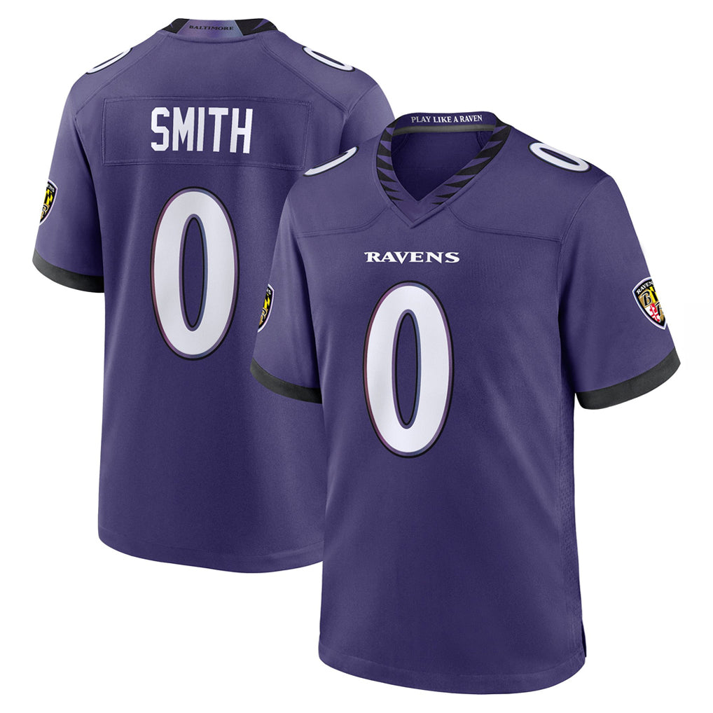 harde B.Ravens #0 Roquan Smith Player Purple Home Game Stitched Jerseys
