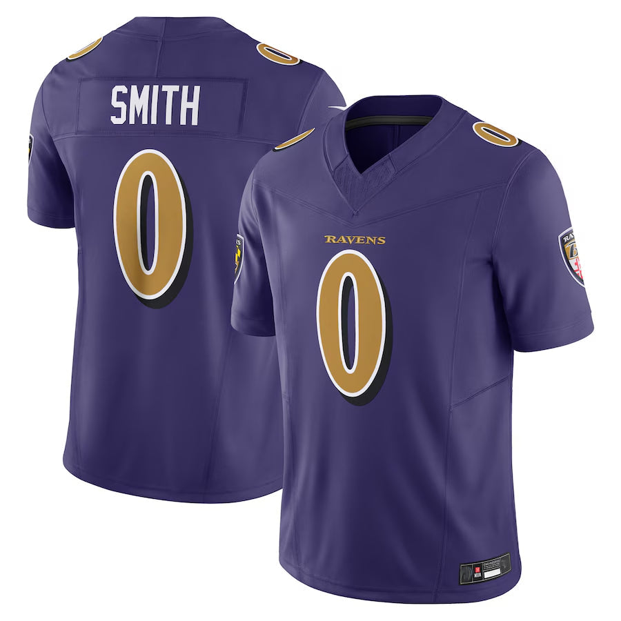 harde B.Ravens #0 Roquan Smith Player Purple Vapor F.U.S.E. Limited Stitched Jerseys