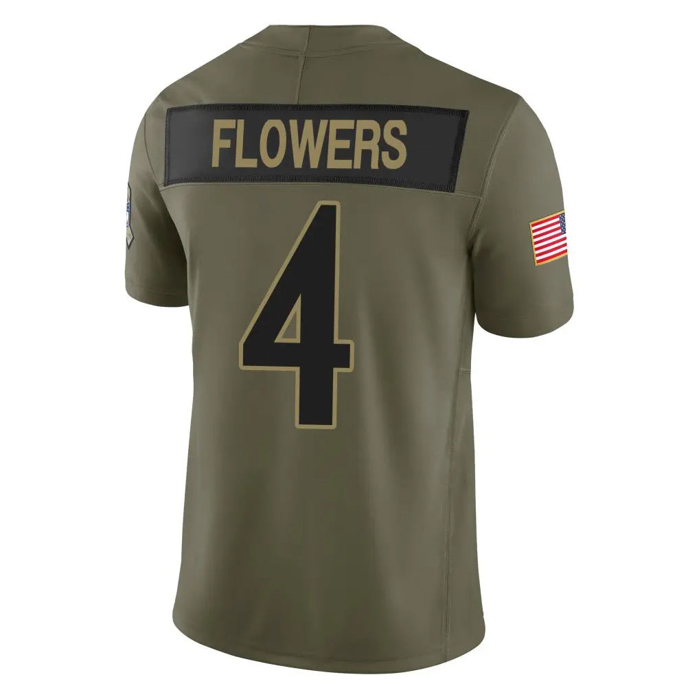 harde B.Ravens #4 Zay Flowers Player Olive Salute To Service Limited Home Game Stitched Jerseys