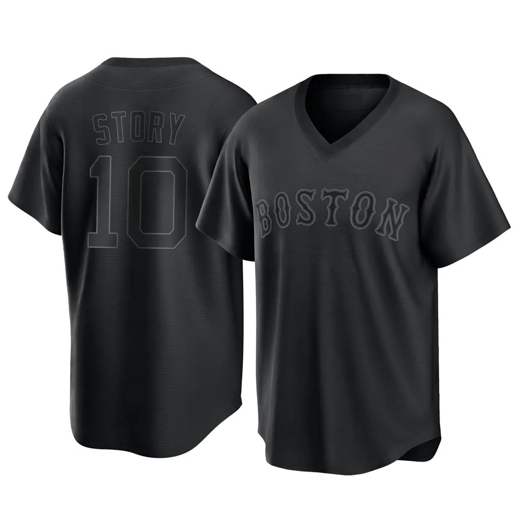 harde B.Red Sox #10 Trevor Story Player Black T-shirt Home Game Stitched Jerseys