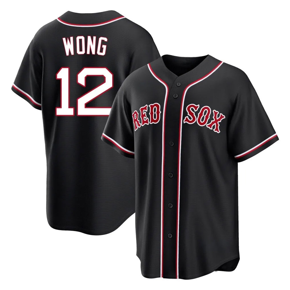 harde B.Red Sox #12 Connor Wong Player Black Out Home Game Stitched Jerseys