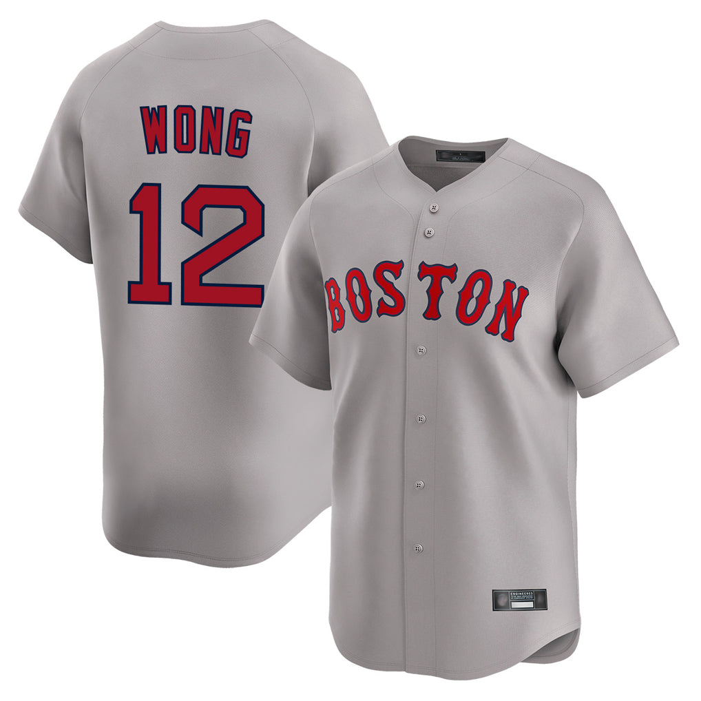 harde B.Red Sox #12 Connor Wong Player Gray Road Limited Home Game Stitched Jerseys