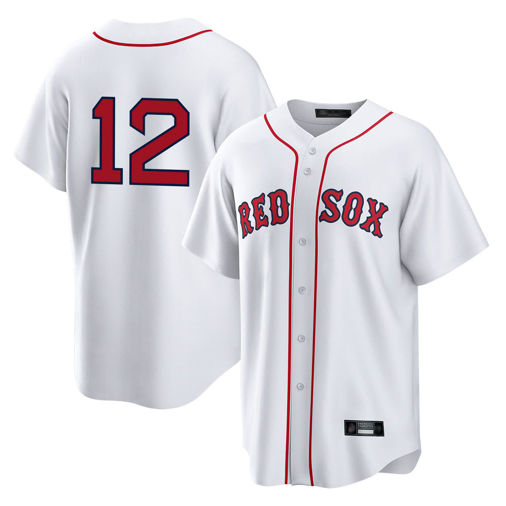 harde B.Red Sox #12 Connor Wong Player White Home Game Stitched Jerseys