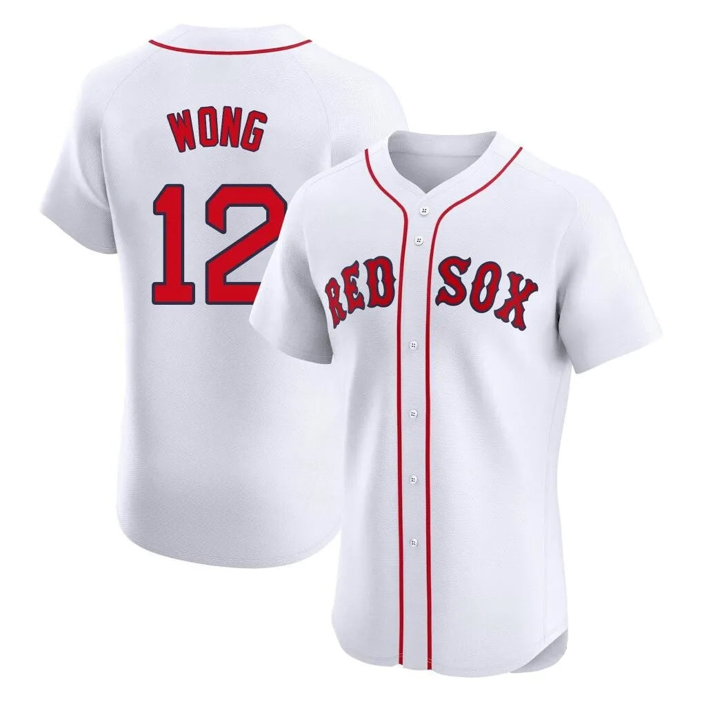 harde B.Red Sox #12 Connor Wong Player White Limited Elite Home Game Stitched Jerseys