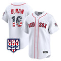 harde B.Red Sox #16 Jarren Duran Player White USA 250 Fourth of July Limited Home Game Stitched Jerseys