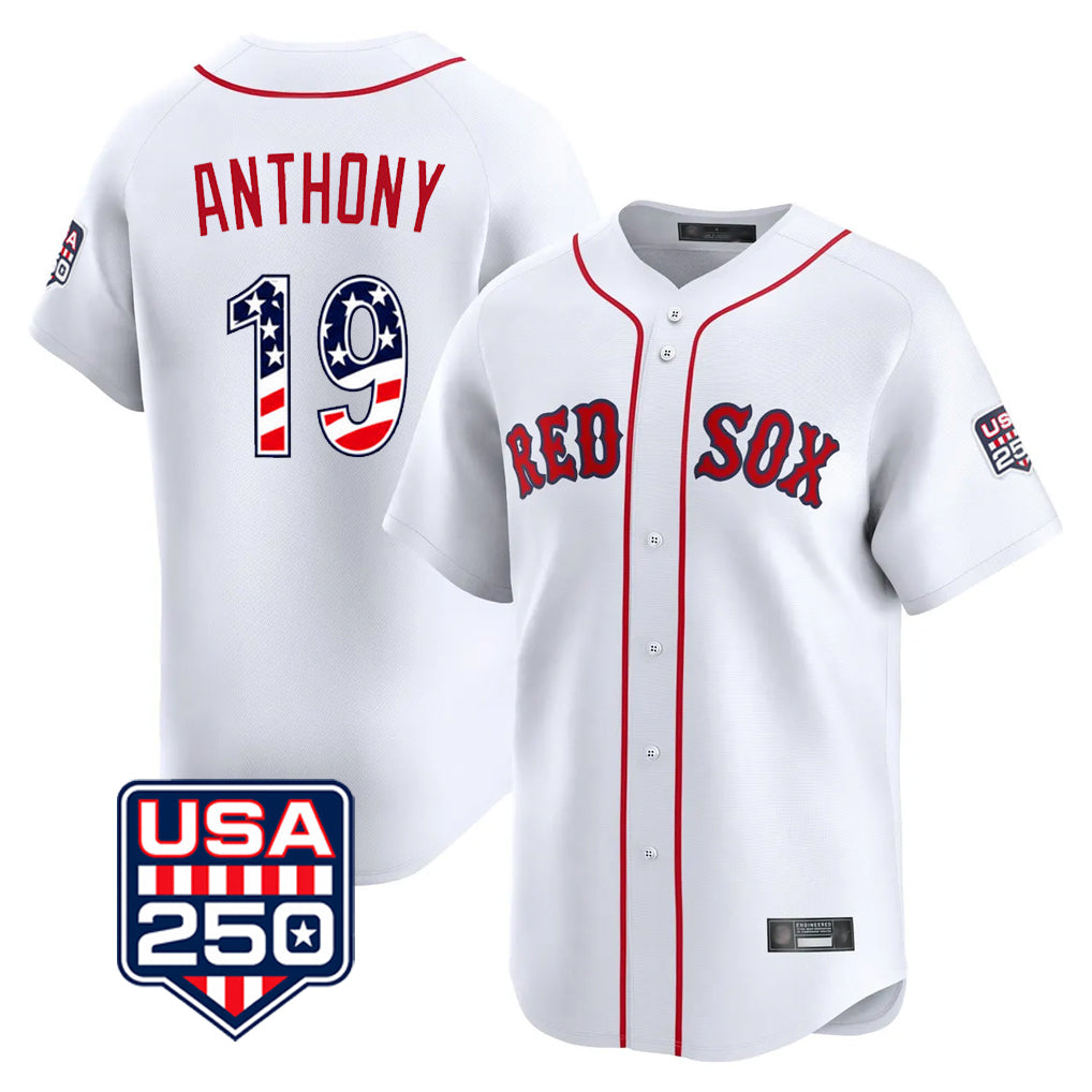 harde B.Red Sox #19 Roman Anthony Player White USA 250 Fourth of July Limited Home Game Stitched Jerseys