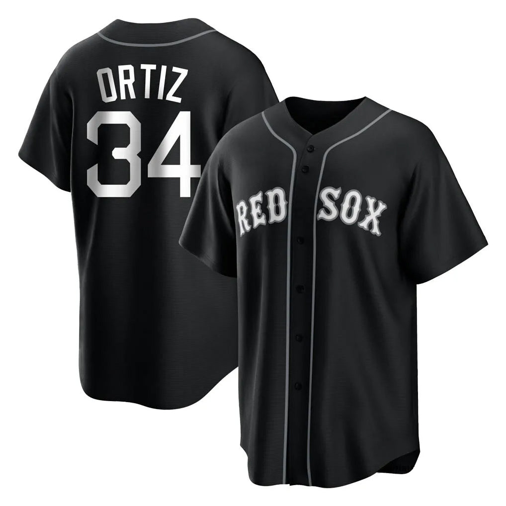 harde B.Red Sox #34 David Ortiz Player Black Home Game Stitched Jerseys
