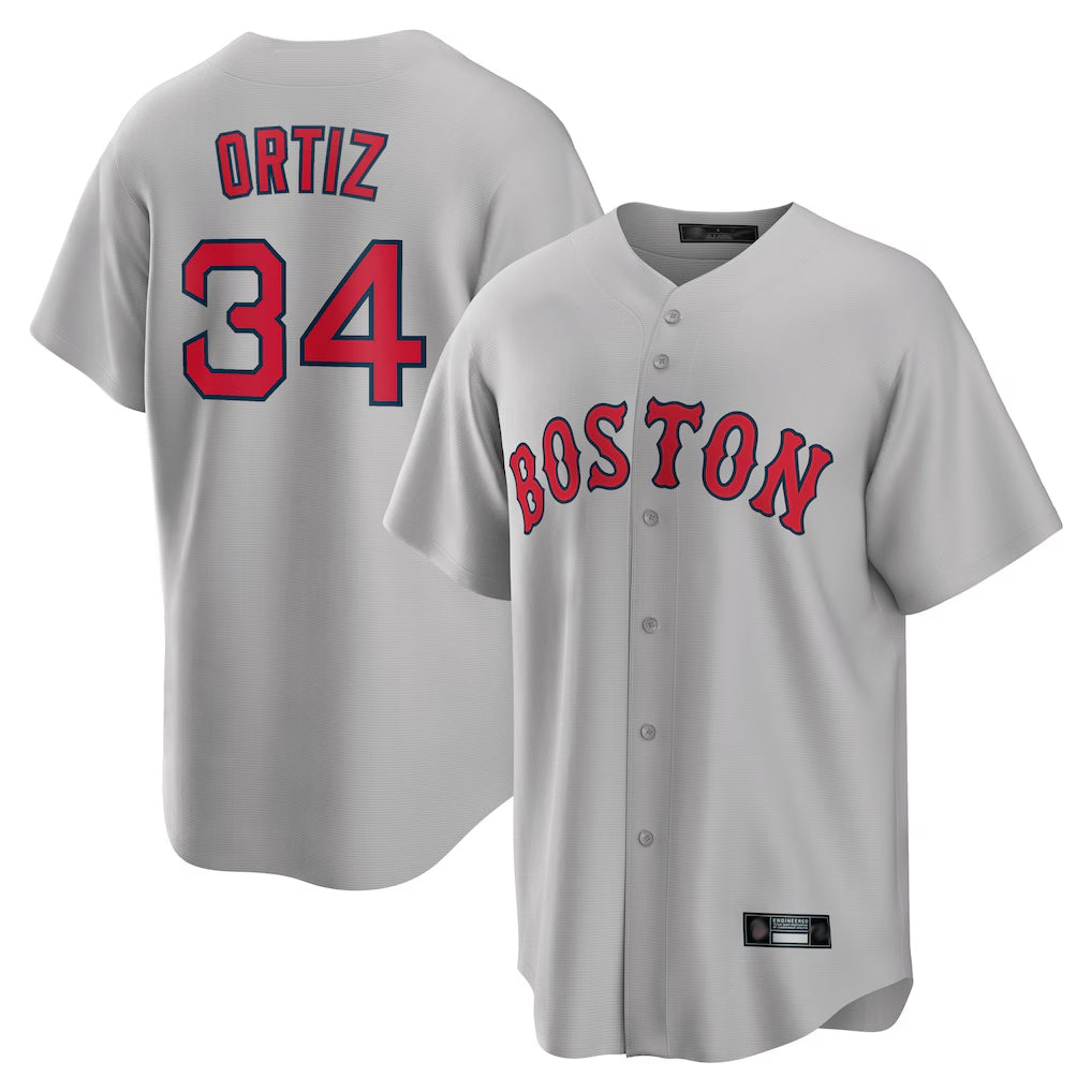 harde B.Red Sox #34 David Ortiz Player Gray Road Home Game Stitched Jerseys