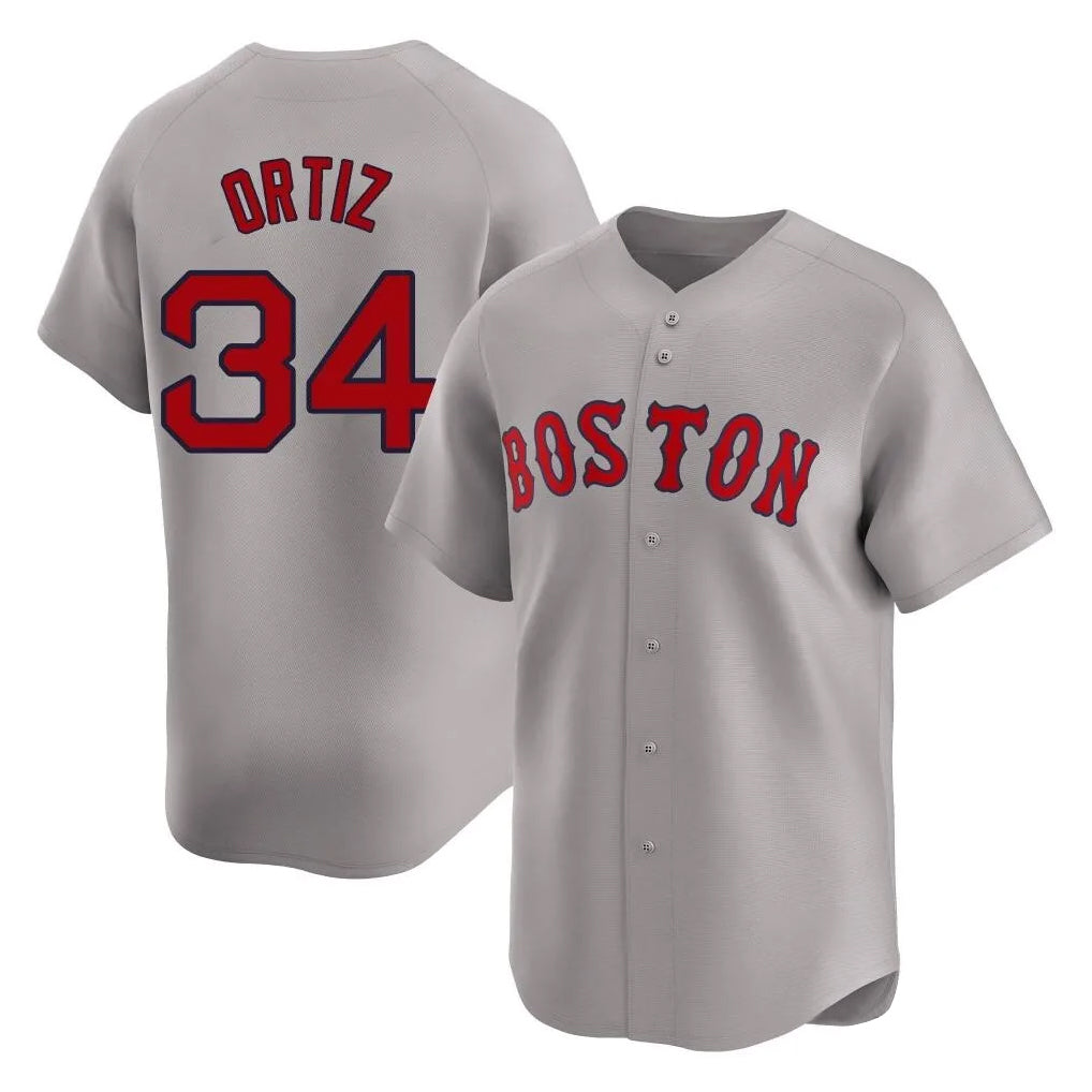 harde B.Red Sox #34 David Ortiz Player Gray Road Limited Home Game Stitched Jerseys