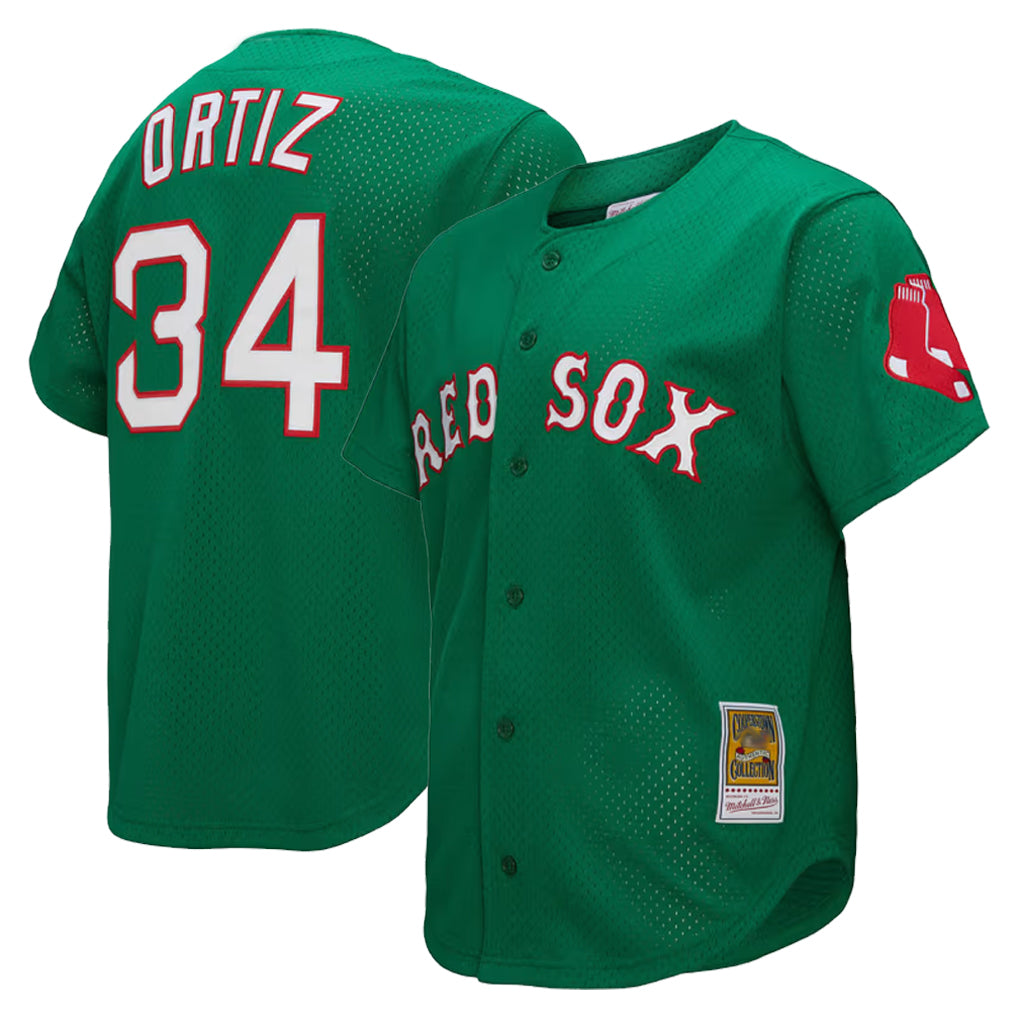 harde B.Red Sox #34 David Ortiz Player Green Mitchell & Ness Cooperstown Collection Mesh Home Stitched Jerseys