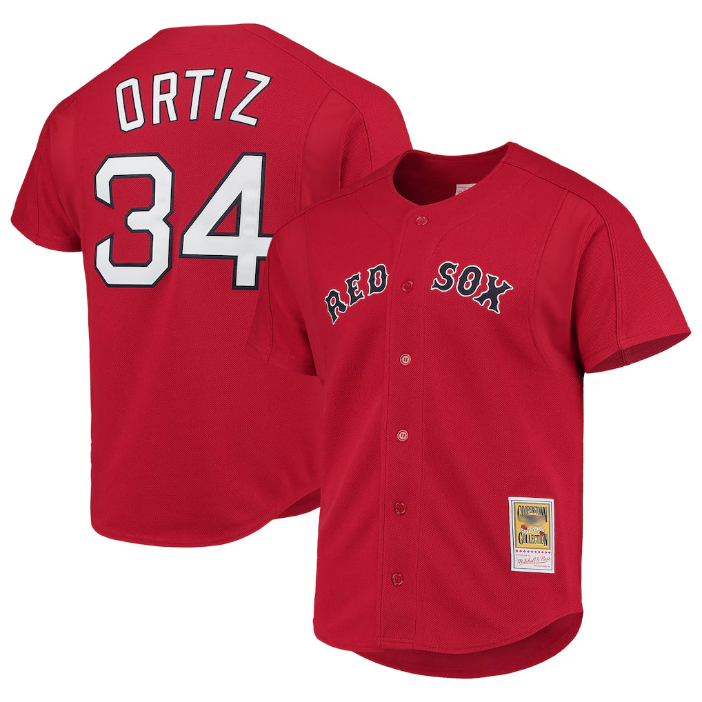 harde B.Red Sox #34 David Ortiz Player Red Mitchell & Ness Cooperstown Collection Home Stitched Jerseys