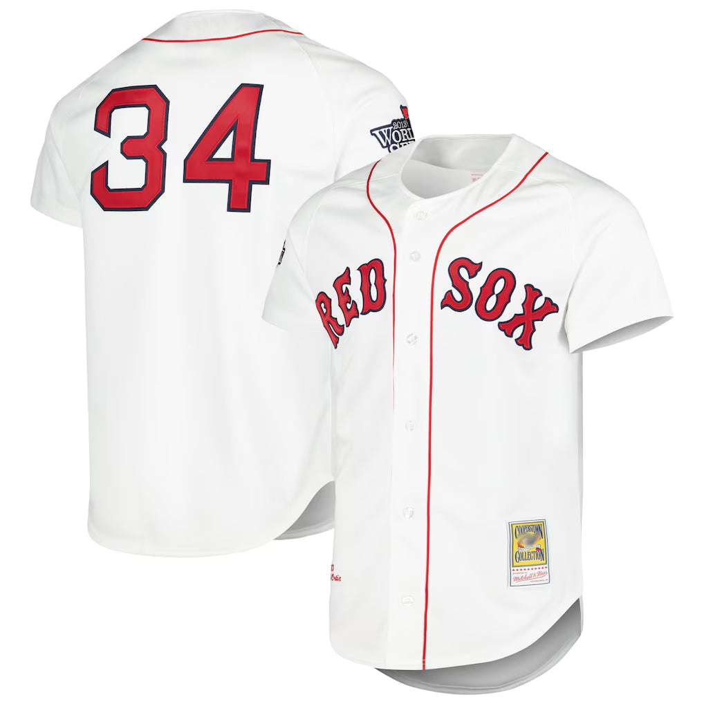 harde B.Red Sox #34 David Ortiz Player White Mitchell & Ness Cooperstown Collection Mesh Home Stitched Jerseys