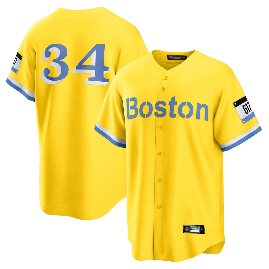 harde B.Red Sox #34 David Ortiz Player Yellow Home Game Stitched Jerseys