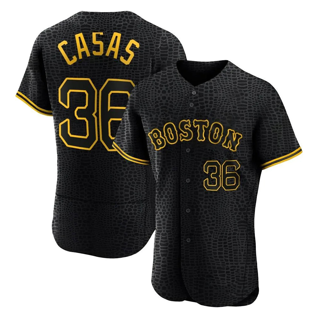 harde B.Red Sox #36 Triston Casas Player Black Snake Skin City Limited Elite Home Stitched Jerseys