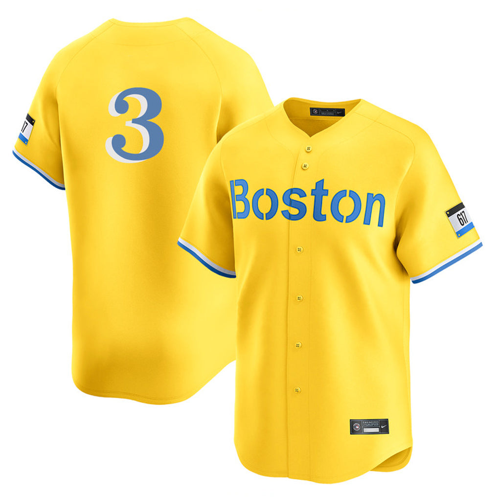 harde B.Red Sox #3 Ceddanne Rafaela Player Yellow Limited Home Game Stitched Jersey