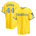 harde B.Red Sox #44 Aroldis Chapman Player Yellow Home Game Stitched Jerseys