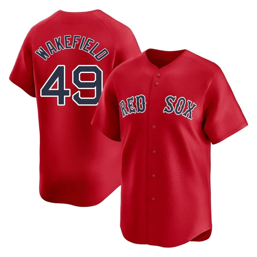 harde B.Red Sox #49 Tim Wakefield Player Red Limited Home Game Stitched Jerseys