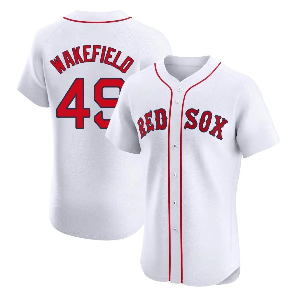 harde B.Red Sox #49 Tim Wakefield Player White Limited Elite Home Game Stitched Jerseys