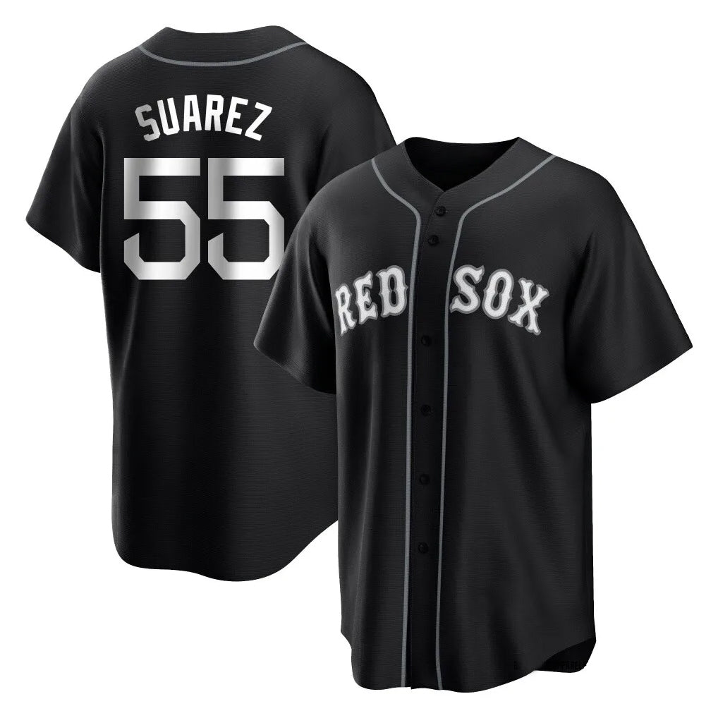 harde B.Red Sox #55 Ranger Su¡§¡érez Player Black Home Game Stitched Jerseys