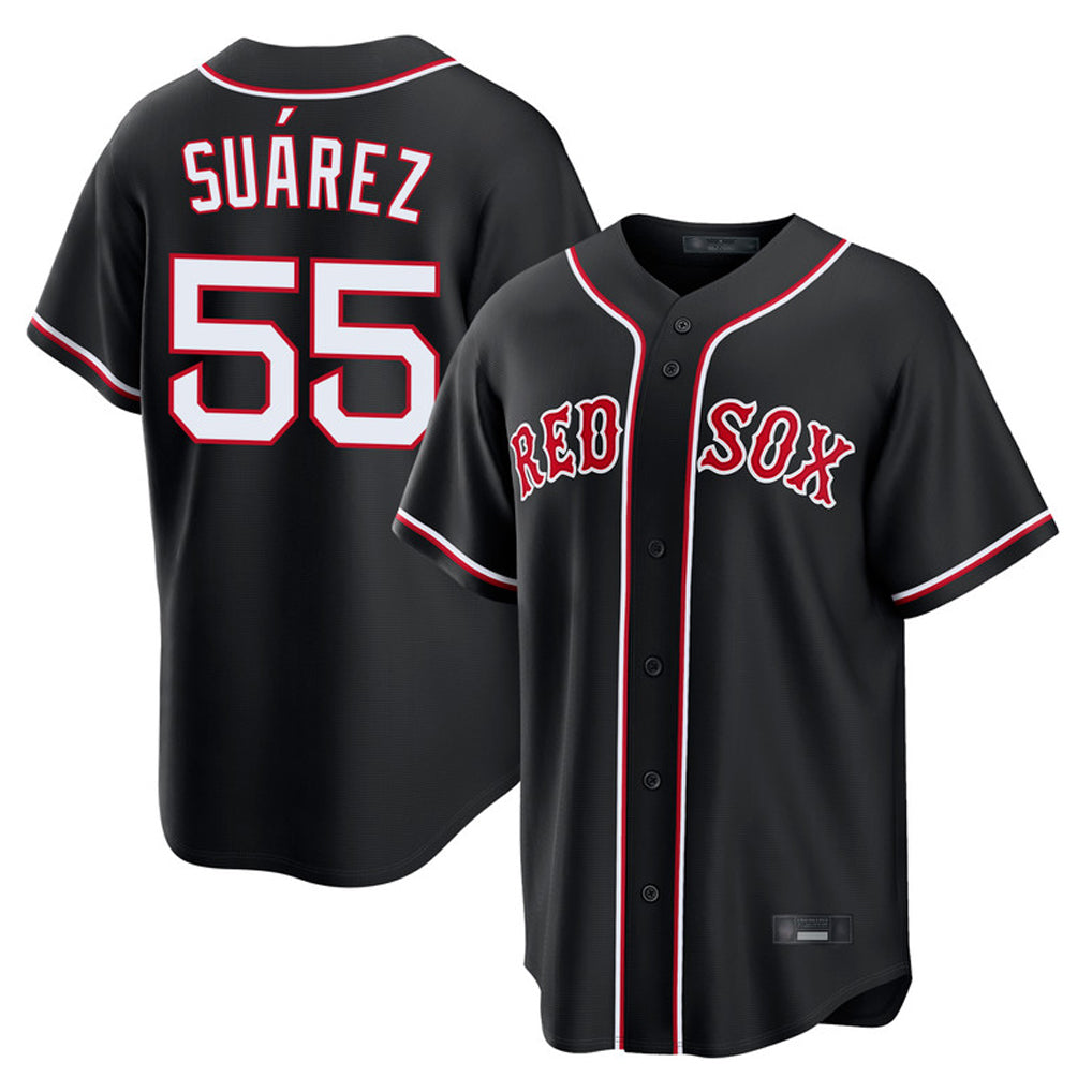 harde B.Red Sox #55 Ranger Su¡§¡érez Player Black Out Home Game Stitched Jerseys