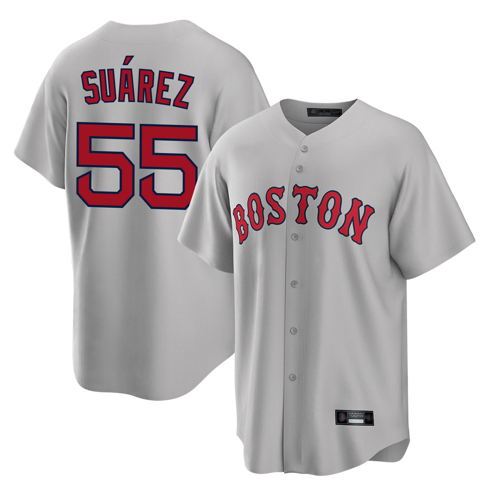 harde B.Red Sox #55 Ranger Su¡§¡érez Player Gray Road Home Game Stitched Jerseys