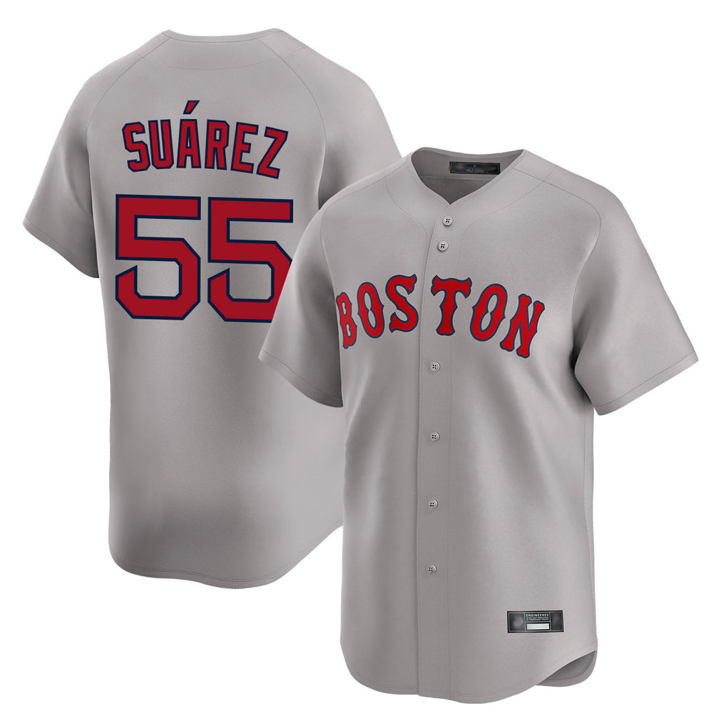 harde B.Red Sox #55 Ranger Su¡§¡érez Player Gray Road Limited Home Game Stitched Jerseys
