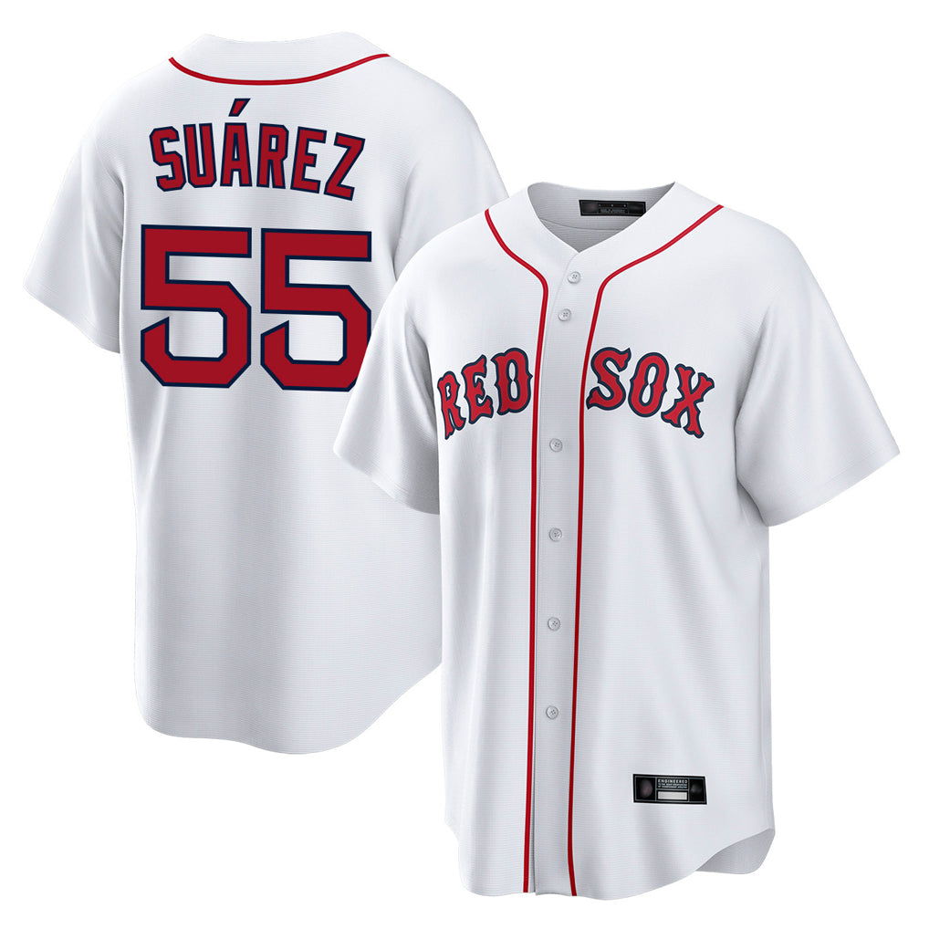 harde B.Red Sox #55 Ranger Su¡§¡érez Player White Home Game Stitched Jerseys