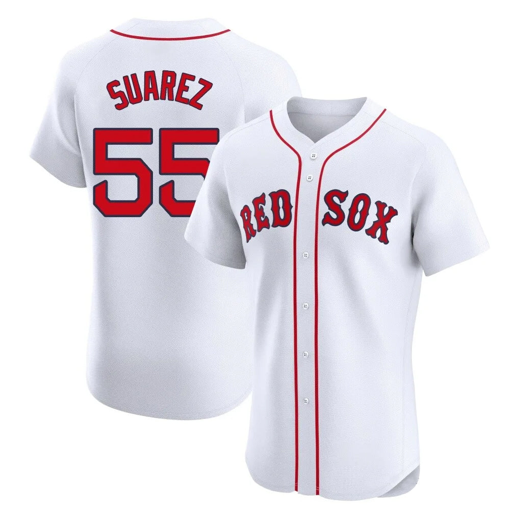 harde B.Red Sox #55 Ranger Su¡§¡érez Player White Limited Elite Home Game Stitched Jerseys