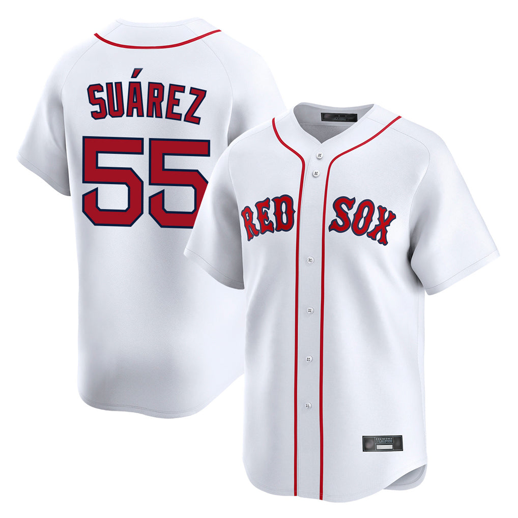 harde B.Red Sox #55 Ranger Su¡§¡érez Player White Limited Home Game Stitched Jerseys