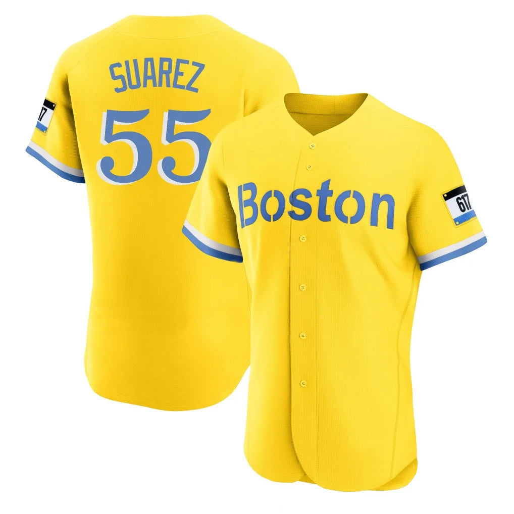 harde B.Red Sox #55 Ranger Su¡§¡érez Player Yellow Limited Elite Home Game Stitched Jerseys