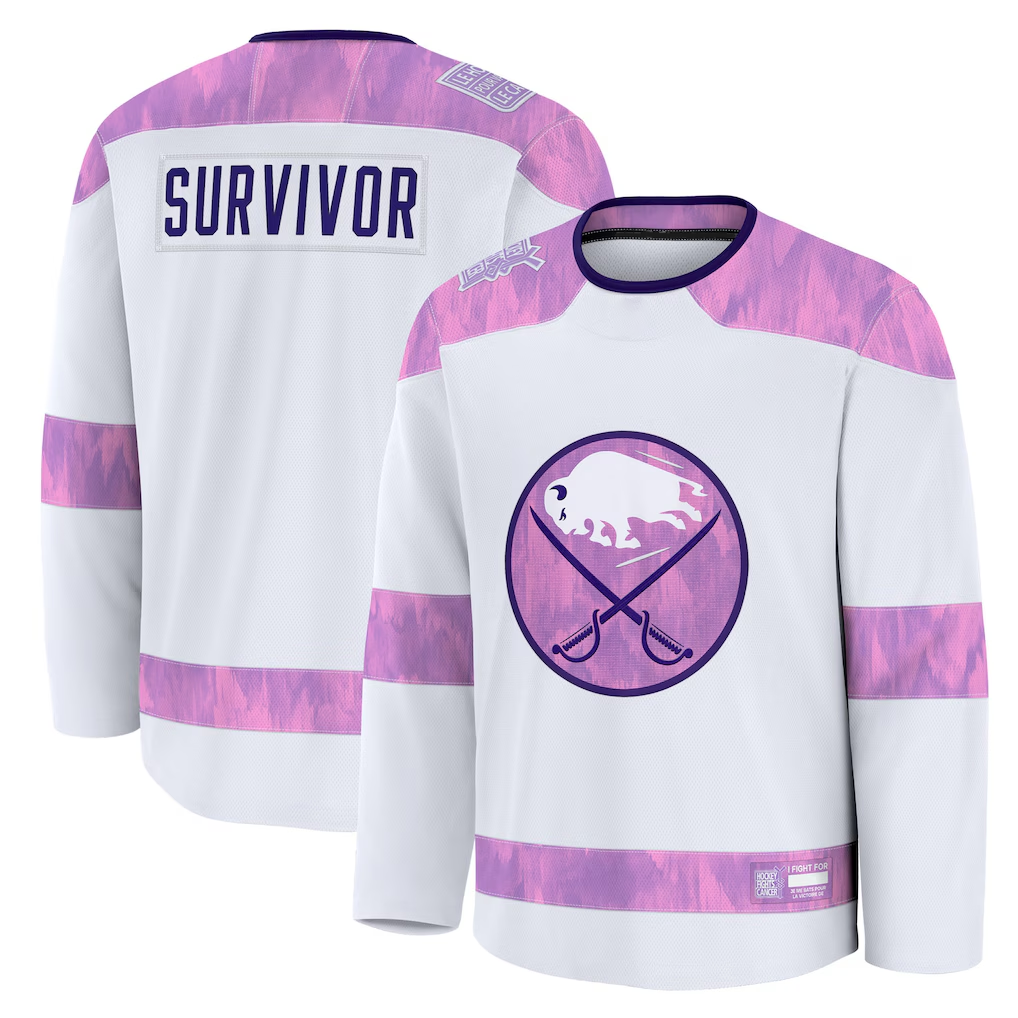 harde B.Sabres White Hockey Fights Cancer Survivor Practice Stitched Jerseys