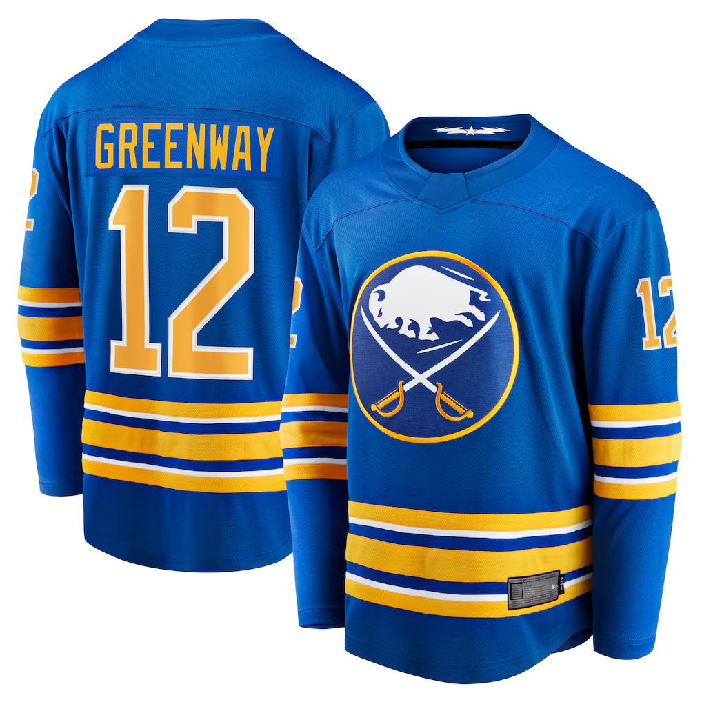 harde B.Sabres #12 Jordan Greenway Royal Home Breakaway Stitched Jerseys