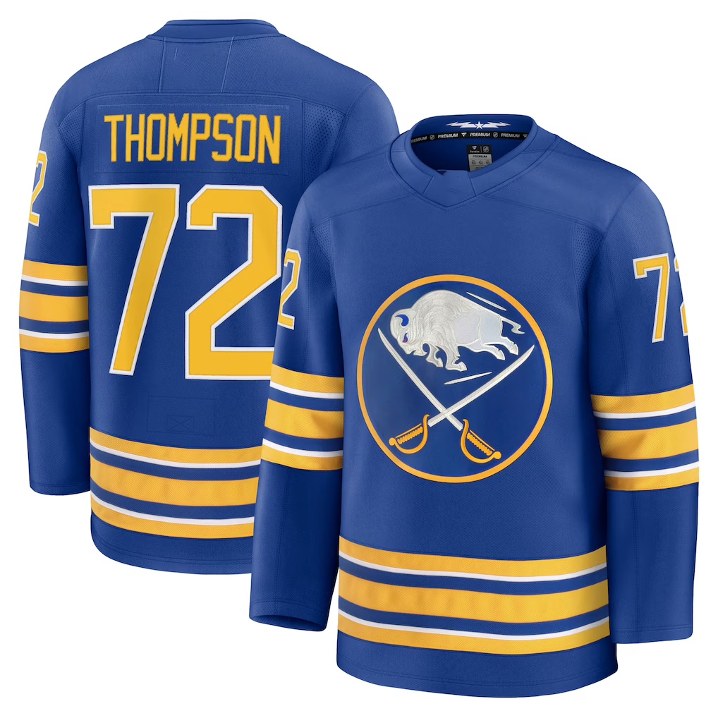 harde B.Sabres #72 Tage Thompson Royal Home Premium Stitched Jerseys