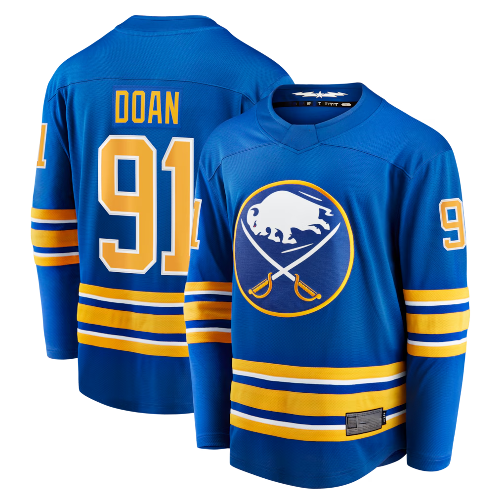 harde B.Sabres #91 Josh Doan Royal Home Premier Breakaway Player Stitched Jerseys